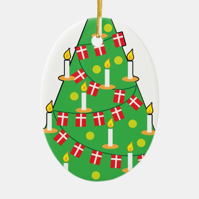 Danish Christmas Tree Ceramic Ornament (Front)