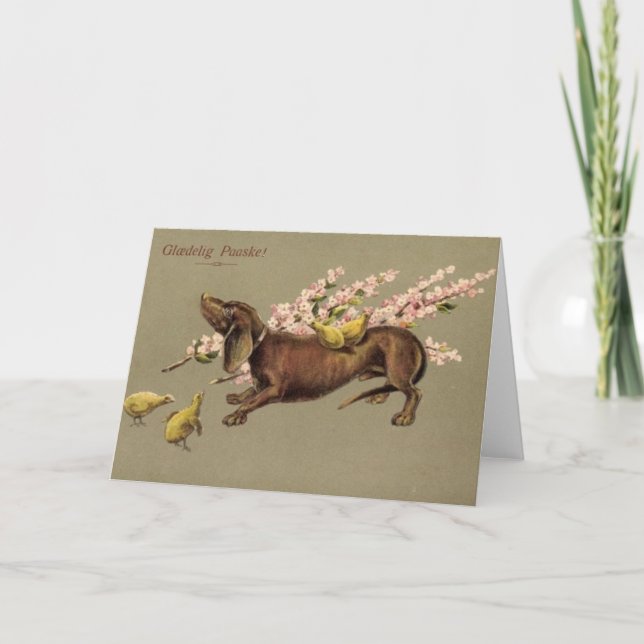 Danish Dachshund Easter Card - Glædelig Paaske (Front)