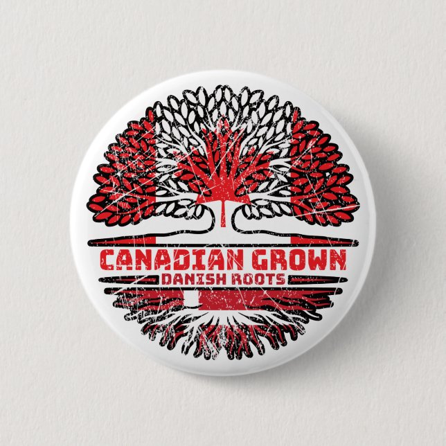 Danish Denmark Canadian Canada Tree Roots Flag 2 Inch Round Button (Front)