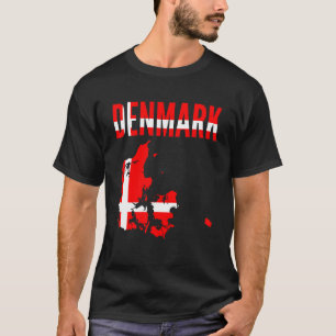 Danish  Denmark Country Map Flag  Distressed Denma T-Shirt