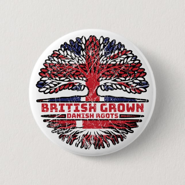 Danish Denmark Uk United Kingdom British Tree 2 Inch Round Button (Front)