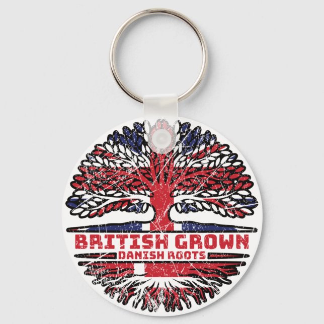 Danish Denmark Uk United Kingdom British Tree Keychain (Front)