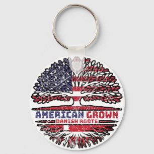 Danish Denmark US American USA United States Tree Keychain