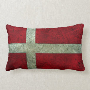Danish Flag Aged Steel Effect Lumbar Pillow