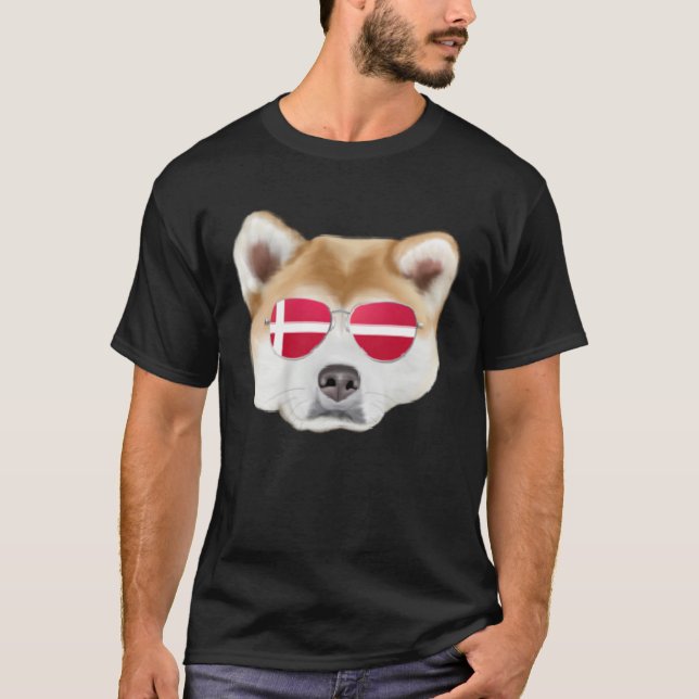 Danish Flag Akita Dog Denmark Pocket T-Shirt (Front)
