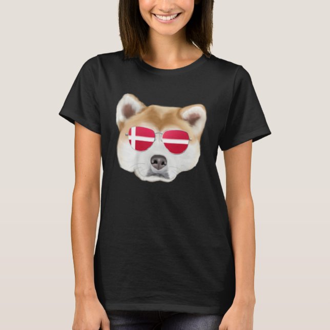 Danish Flag Akita Dog Denmark Pocket T-Shirt (Front)