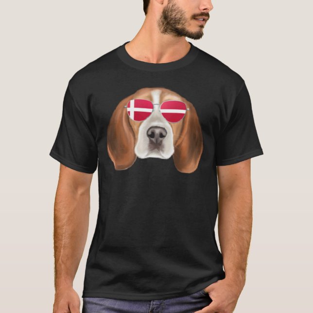 Danish Flag Beagle Dog Denmark Pocket T-Shirt (Front)