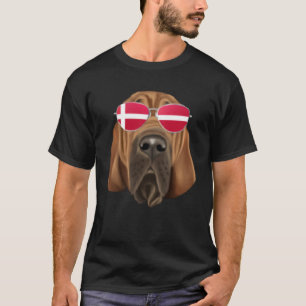 Danish Flag Bloodhound Dog Denmark Pocket T-Shirt