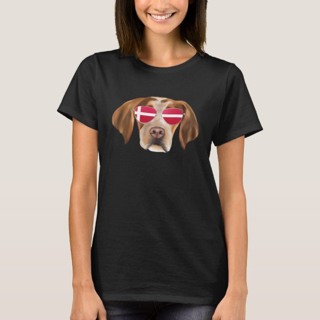 Danish Flag Brittany Dog Denmark Pocket T-Shirt (Front)