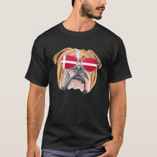 Danish Flag Bulldog Dog Denmark Pocket T-Shirt