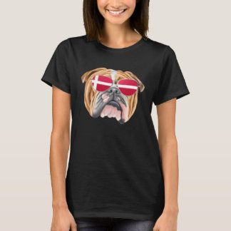 Danish Flag Bulldog Dog Denmark Pocket T-Shirt