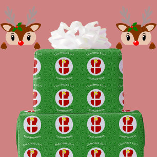 Danish Flag Christmas Angel Personalized Wrapping Paper