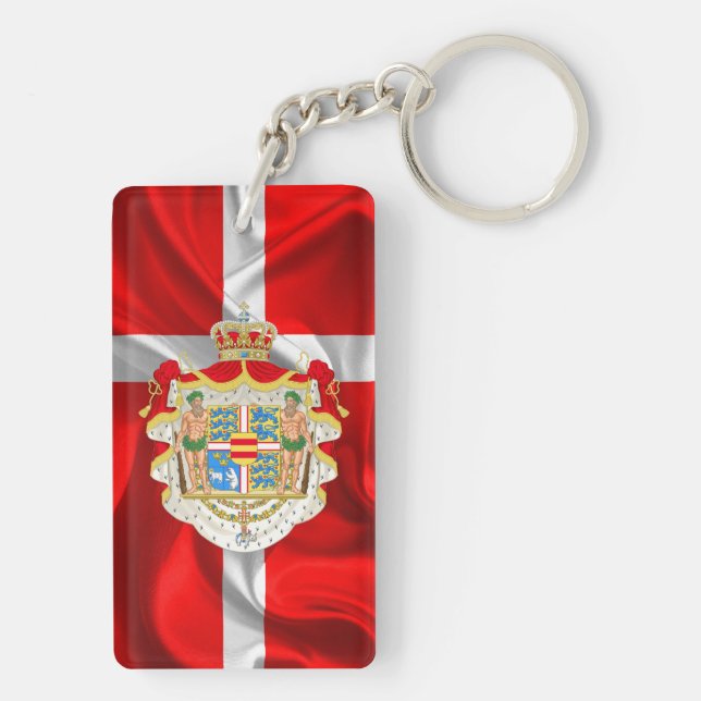 Danish flag-Coat of arms Keychain (Back)