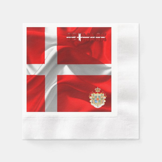 Danish flag-coat of arms    napkin (Front)