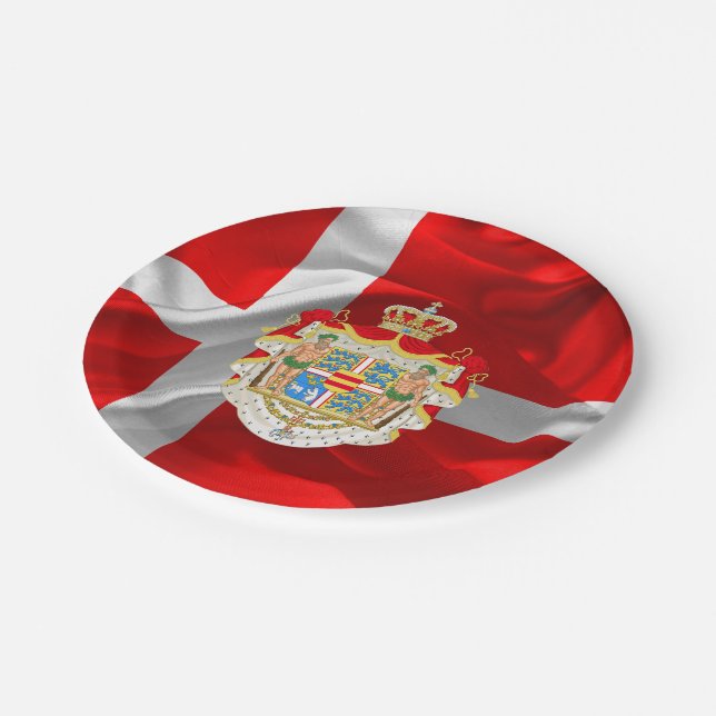 Danish flag-Coat of arms Paper Plate (Angled)