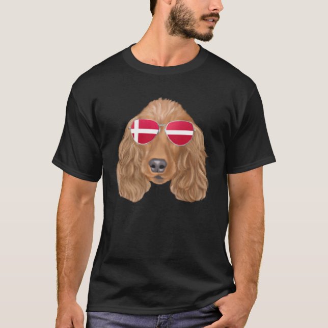 Danish Flag Cocker Spaniel Dog Denmark Pocket T-Shirt (Front)