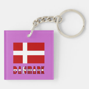 Danish Flag Danmark Dannebrog Keychain