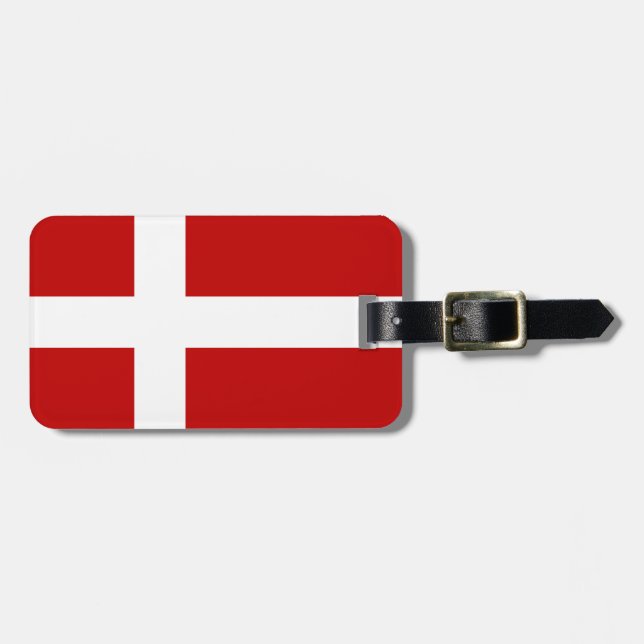 Danish Flag Dannebrog Red White Luggage Tag (Front Horizontal)