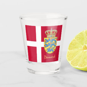 Danish Flag & Denmark country patriot / sports Sho Shot Glass