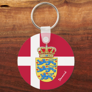 Danish flag, emblem & Denmark holiday / sports Keychain