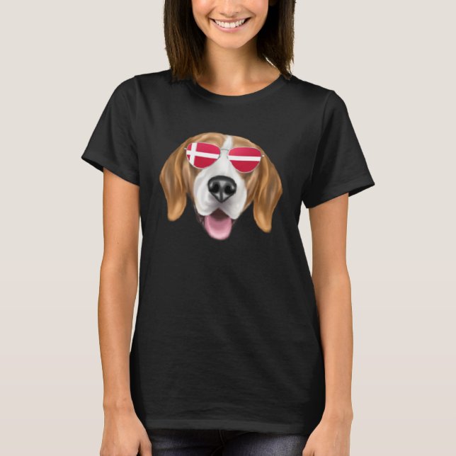 Danish Flag Harrier Dog Denmark Pocket T-Shirt (Front)
