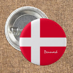 Danish Flag patriotic & Denmark fashion / sports 1 Inch Round Button<br><div class="desc">Buttons: Denmark & Danish Flag - love my country,  travel,  holiday,  national patriots / sports fans</div>