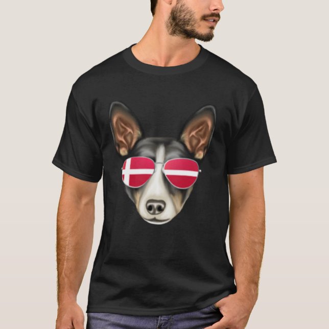 Danish Flag Rat Terrier Dog Denmark Pocket T-Shirt (Front)