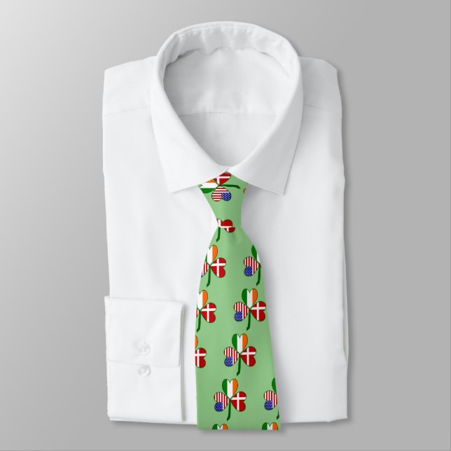 Danish Flag Shamrock Tie (Tied)