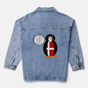 Danish Flag Talking Ms. Penguin Personalized Denim Jacket