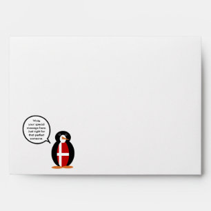Danish Flag Talking Ms Penguin Personalized Envelopes