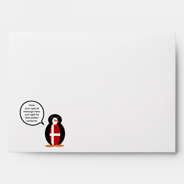 Danish Flag Talking Ms Penguin Personalized  Envelopes (Front)