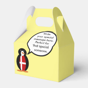 Danish Flag Talking Ms. Penguin Personalized Favor Box