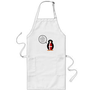 Danish Flag Talking Ms. Penguin Personalized Long Apron