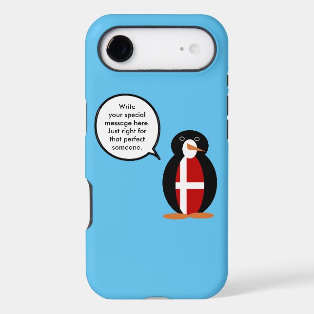 Danish Flag Talking Ms Penguin Personalized Text  (Back)