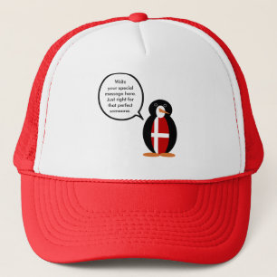 Danish Flag Talking Ms Penguin Personalized Trucker Hat