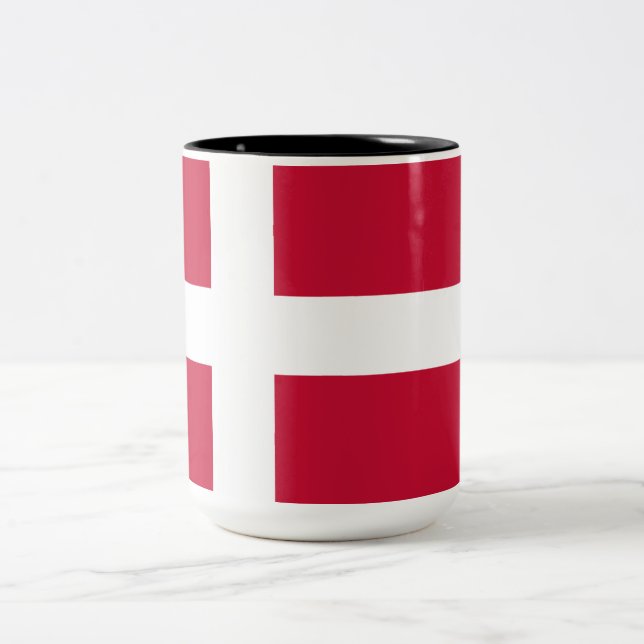 Danish Flag Two-Tone Coffee Mug (Center)
