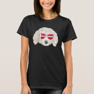 Danish Flag White Poodle Dog Denmark Pocket T-Shirt