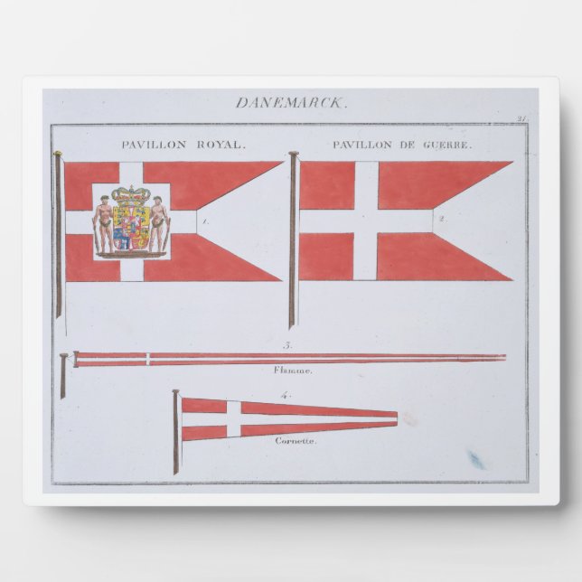 Danish Flags, from a French book of Flags, c.1819 Plaque (Front)