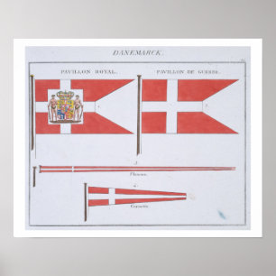 Danish Flags, from a French book of Flags, c.1819 Poster