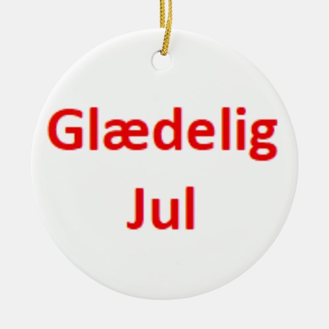 danish glaedelig jul ceramic ornament (Front)
