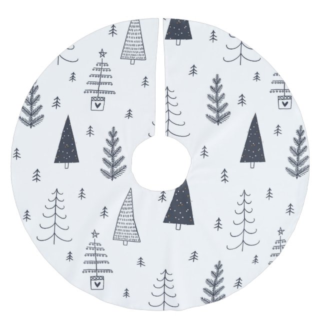 Danish Hygee blue Christmas tree accessory Brushed Polyester Tree Skirt (Front)