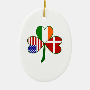 Danish Irish American Shamrock Ceramic Ornament