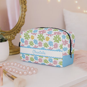 Danish Pastel Blue Blush Pink Green Floral Pattern Dopp Kit