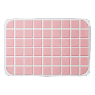 Danish Pastel Pink White 6x9 Faux Square Tiles Bath Mat