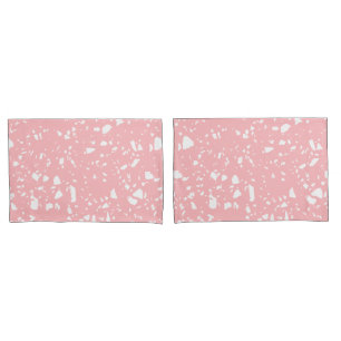Danish Pastel Pink White Abstract Terrazzo  Pillowcase