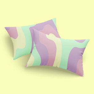 Danish Pastel Purple Green Abstract Wavy Lines Pillowcase