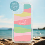 Danish Pastels Line Art Curves - Huge Signature iPhone 15 Case<br><div class="desc">Neutral pink and coral colours with a huge handwriting font for your name or other text. 

If your art still needs to be adjusted,  click on the Customize This button. This will take you to a design area where you can move things around and even change fonts or colour.</div>