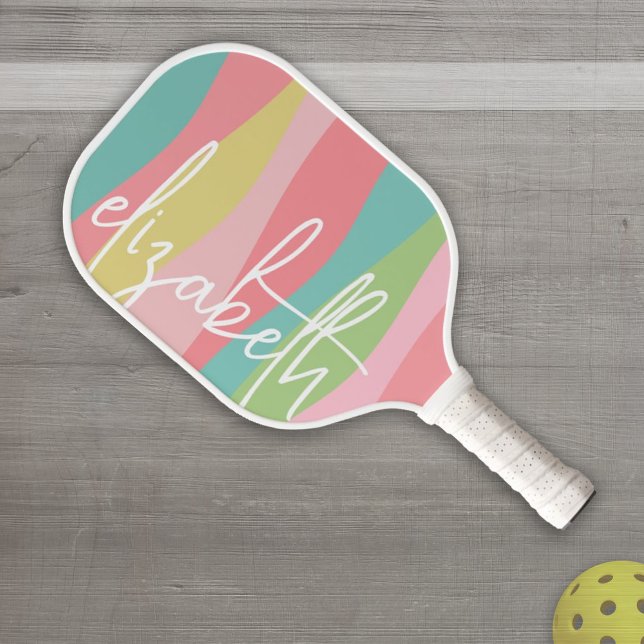 Danish Pastels Line Art Curves - Huge Signature Pickleball Paddle (Creator Uploaded)