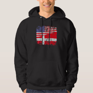 Danish Roots Half American Flag Denmark Patriotic Hoodie