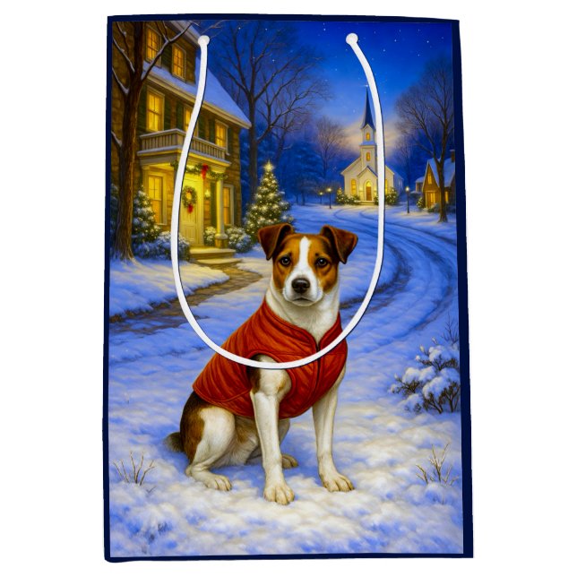 Danish-Swedish Farm Dog Holiday Card Medium Gift Bag (Front)